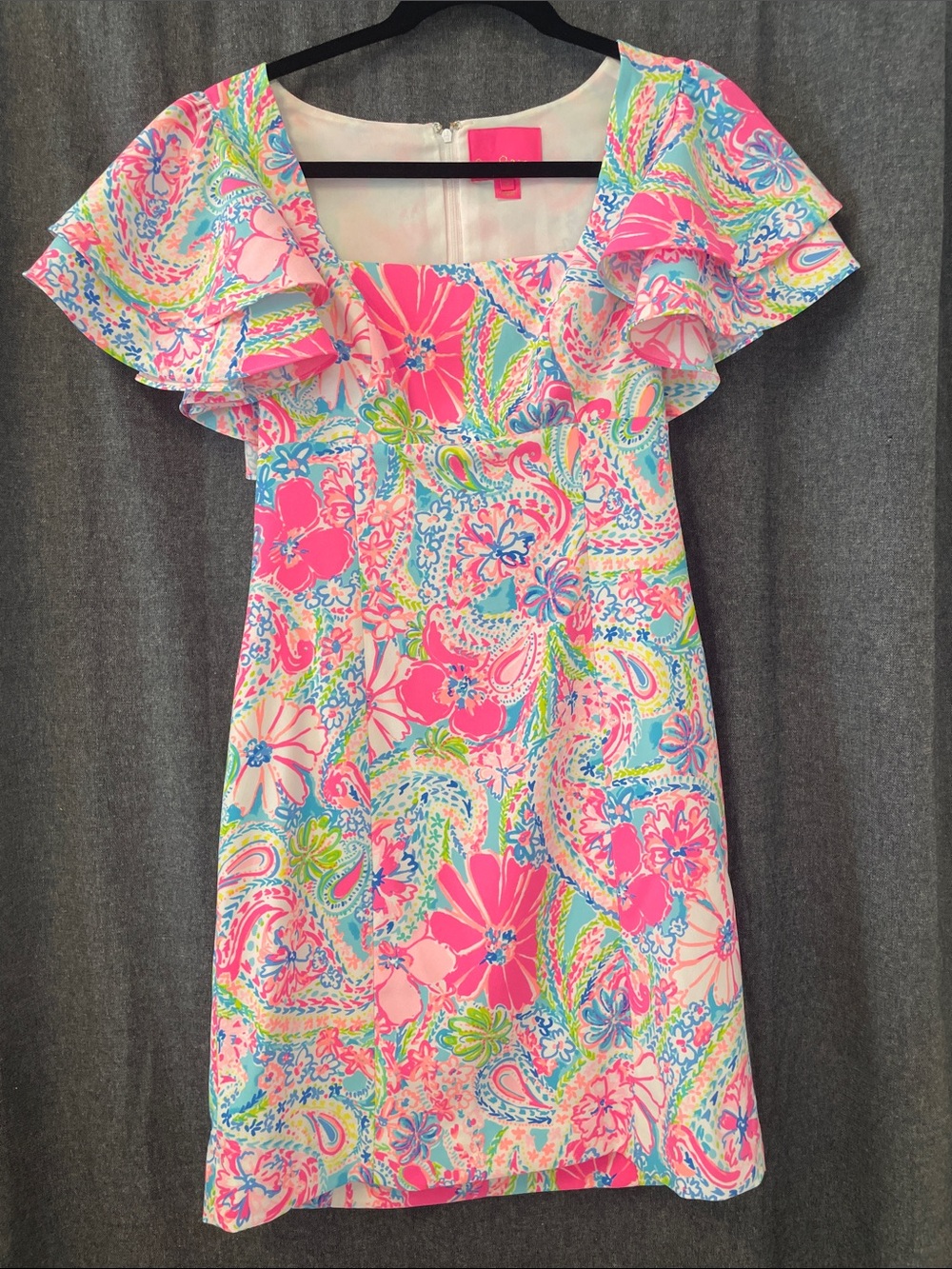 Vintage Lilly Pulitzer Pink and Cream Shift Dress flowy sleeve empire waist 2